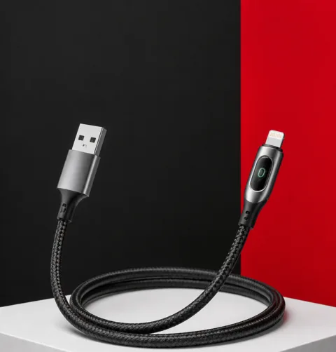 Qcharx Formentera, USB-A a Lightning · con display · 1 m.