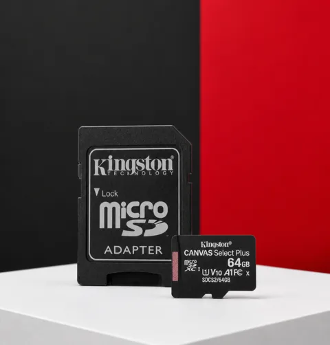 Kingston Canvas Select Plus · 64 GB, Tarjeta microSD · 100 MB/s.