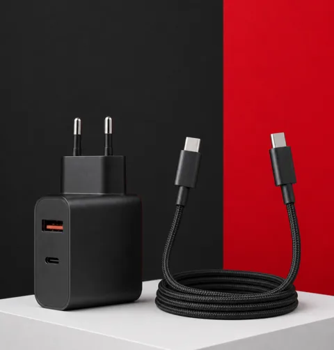 Qcharx Pack Eros, Cargador + cable USB-C a USB-C · 33 W.
